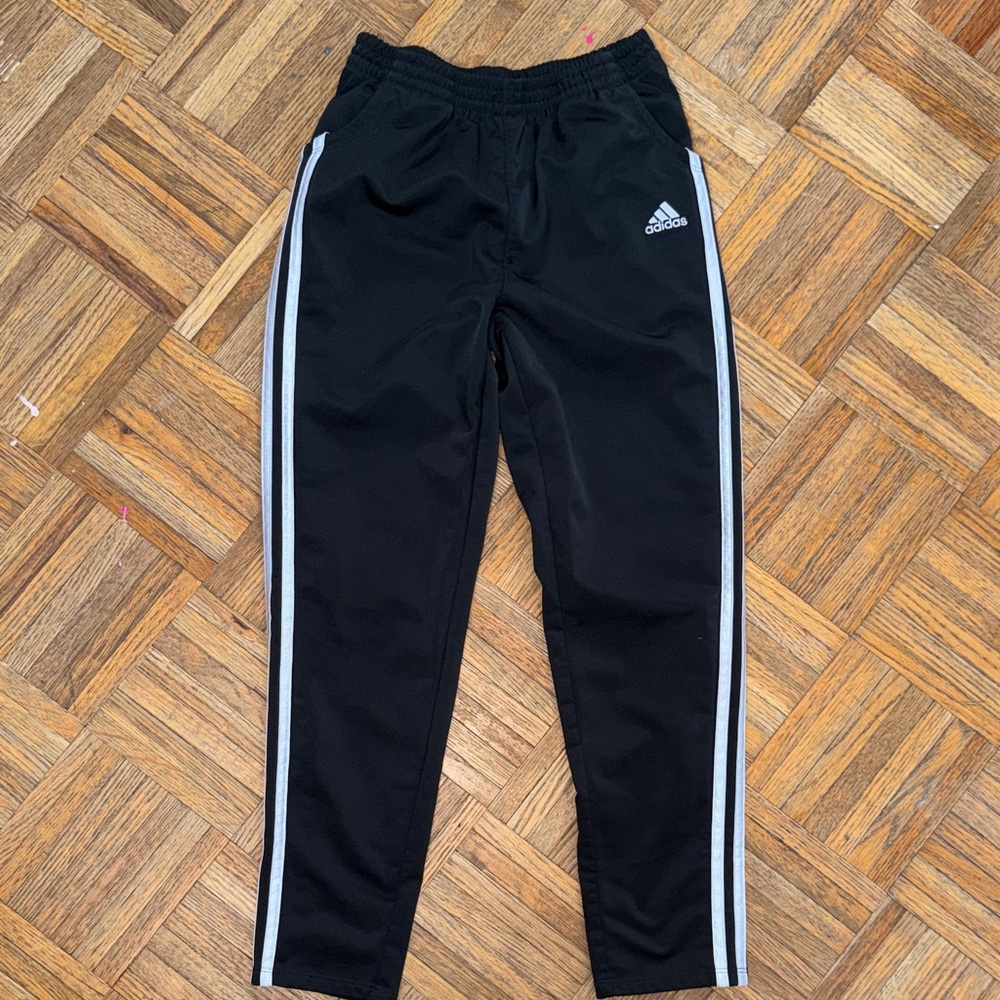 adidas Black Jogger Pants with White Side Stripes - Kids